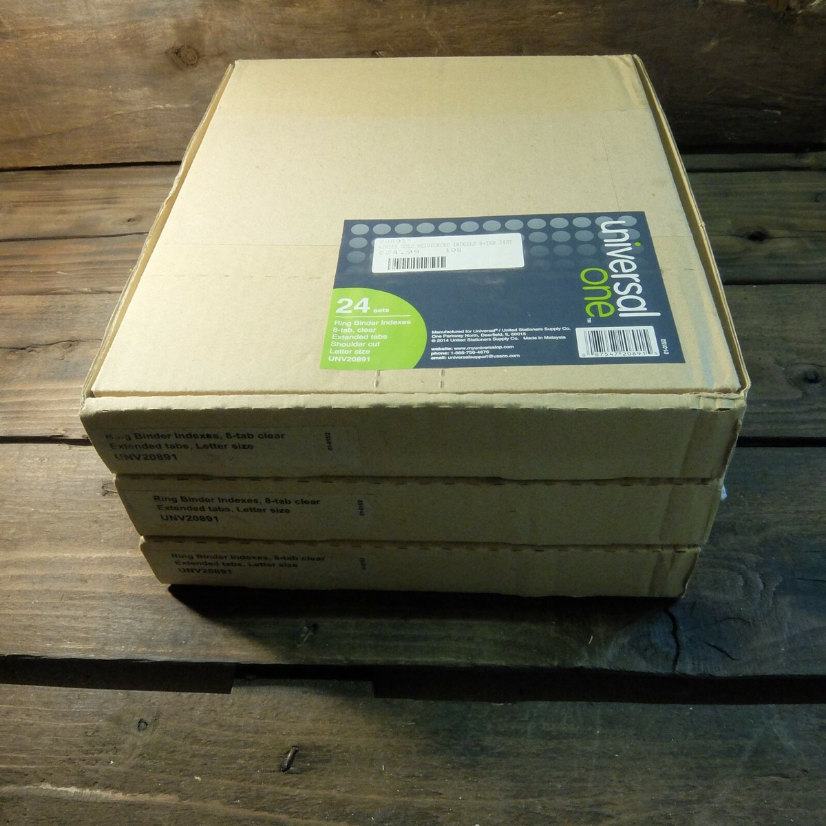 Ｎｏ．３ Universal One 20891 (Set of 3 Boxes) Ring Binder Indexes 8-Tab