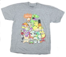 Nicktoons Nickelodeon Mens T-Shirt - Giant 90s Style Character Pile Image