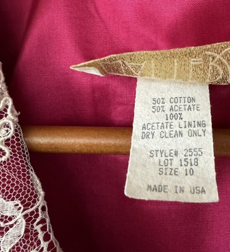 Vtg 90s Watters & Watters Formal Skirt Peplum Jacket Suit Fuchsia Pink Lace 10 - Picture 18 of 19