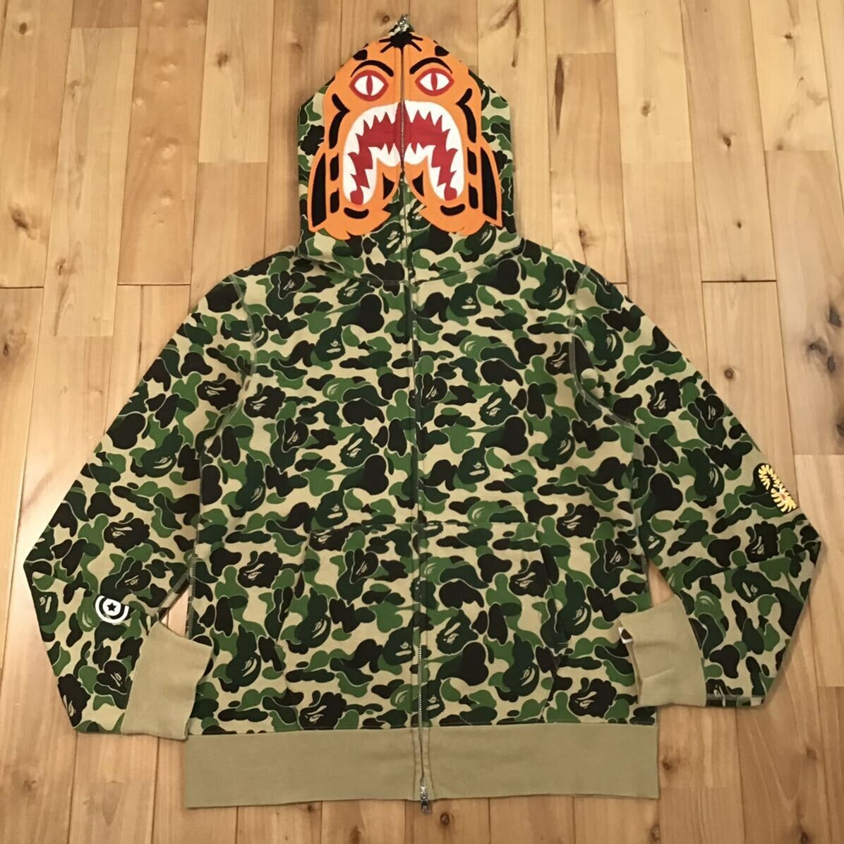 BAPE ABC camo green Tiger full zip hoodie A Bathing Ape Size L | eBay