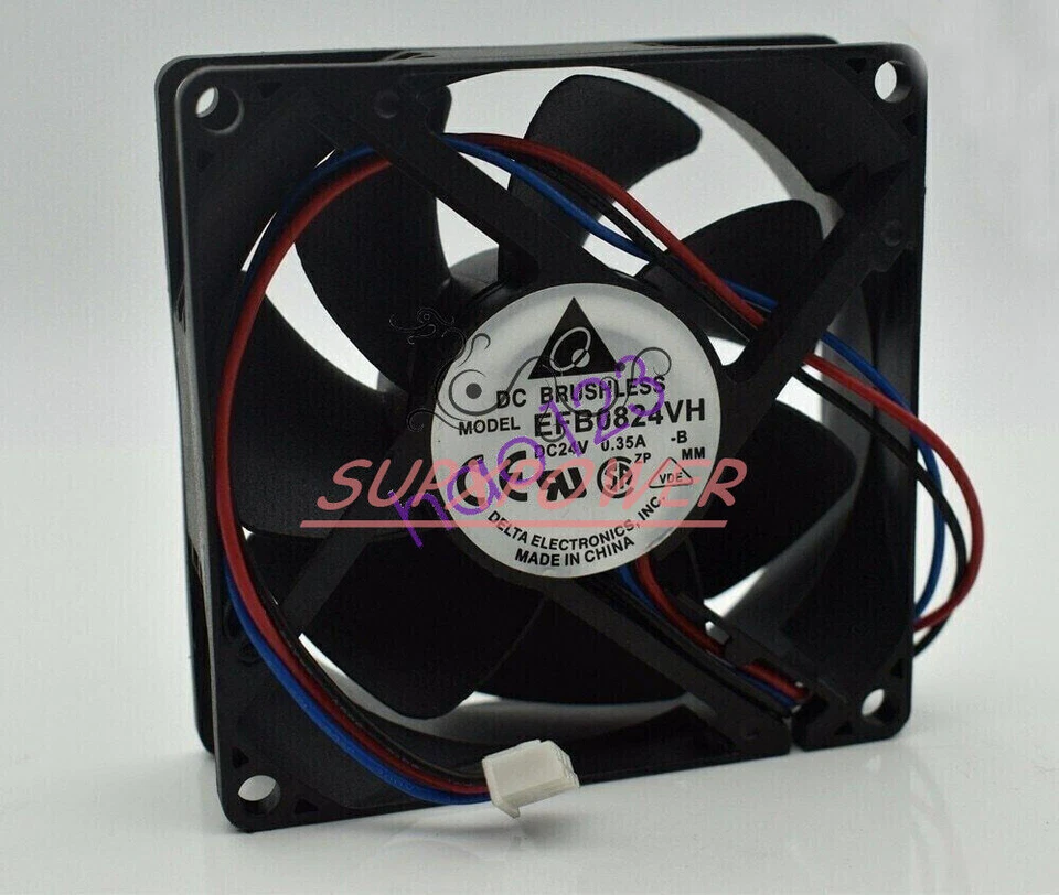 New DELTA EFB0824VH 8025 24V 0.35A 80*80*25mm 8CM 3wire Double ball cooling fan - Image 2 of 2