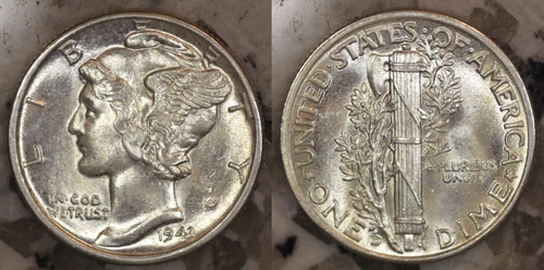 1943 D Mercury Dime  CHOICE BU! FULL BANDS!  2565