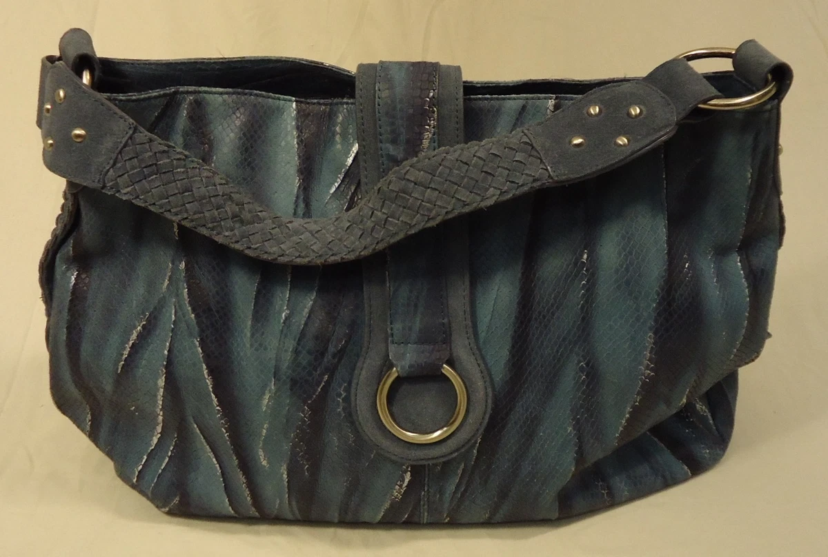 Charlie Lapson Purse Leather Female Adult Baguette Blue/Silver  Brushstroke/Snake | eBay