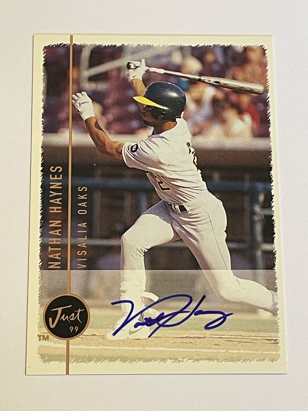1999 Just Baseball Autograph - Nathan Haynes - Visalia Oaks
