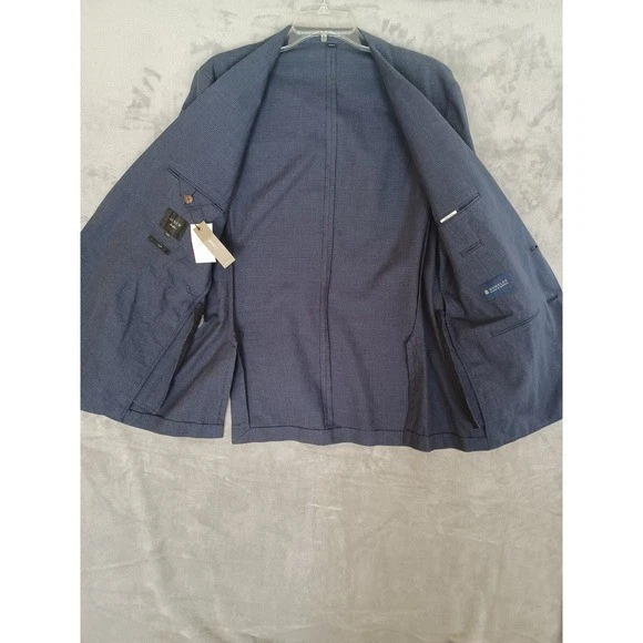 JCrew Ludlow Slim Fit Suit Sz 42R W36 L32 Blue Houndstooth Plaid Linen Blend New - Image 3 of 4