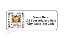 30 SPOOKY GREETINGS HALLOWEEN PERSONALIZED RETURN ADDRESS LABELS 1 in X 2.625 in