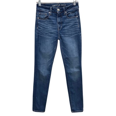 American Eagle HIGH RISE SKINNY Jeans Women s 4 Regular Dark Wash Stretch Denim