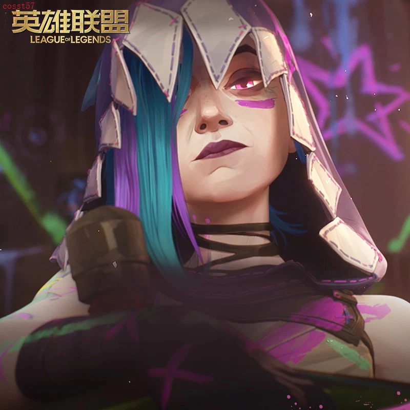 League of Legends Arcano Temporada 2 Oficial Jinx Disfraz Juegos con disfraces Capucha Chal Sombrero Foto 4 de 4