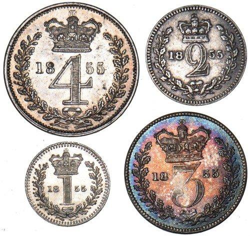 1855 Maundy Set - Victoria British Silver Coins - sehr schön - Bild 2 von 2