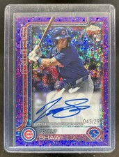 2025 Topps Chrome Matt Shaw Rookie Auto RC Purple Speckle Refractor #/299 Cubs
