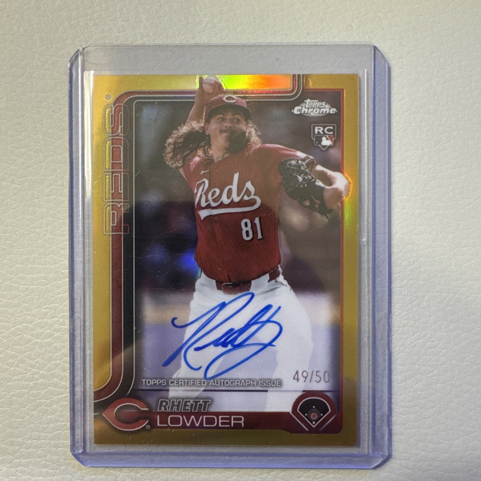 2025 Topps Chrome #RA-RL Rhett Lowder Rookie Autographs Gold Refractors #/50