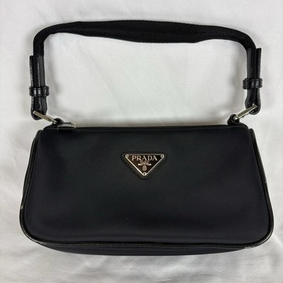 PRADA Milano Mini Bag Nylon Saffiano Leather Elements Black