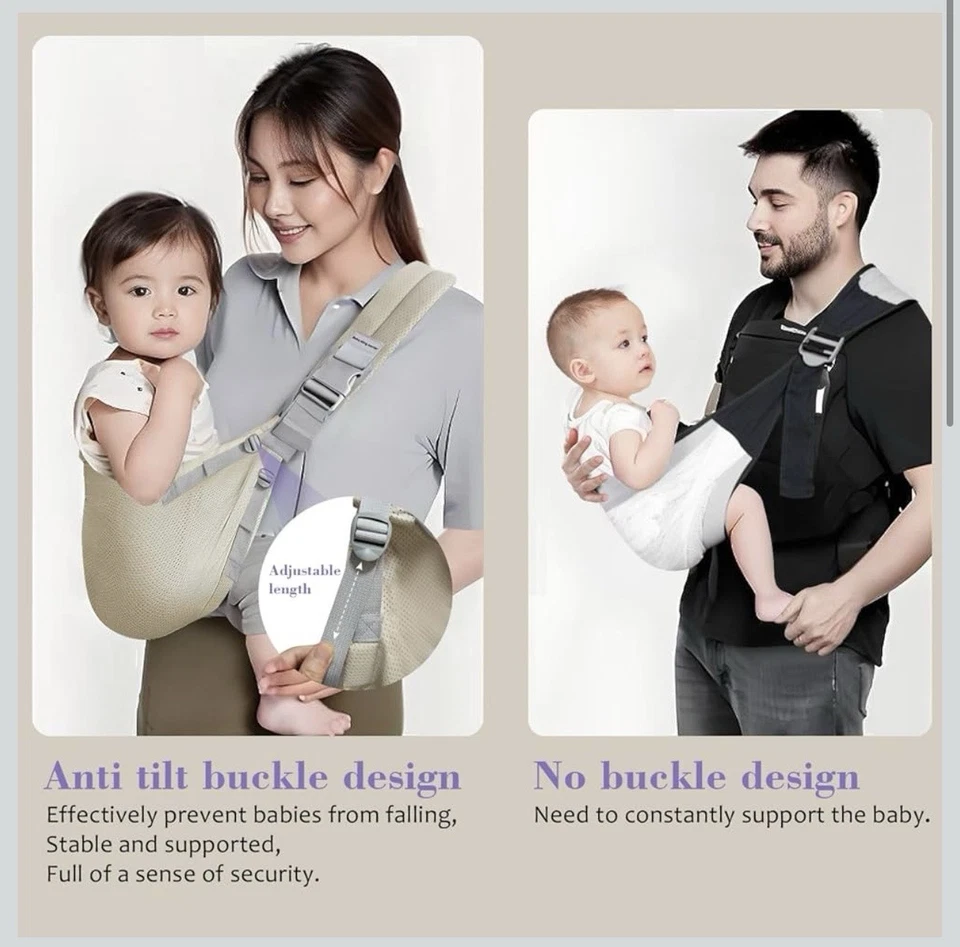 可调式婴儿背带新生儿至幼儿 10-30 磅深卡其色 - 全新带盒 — 第 2/4 张图片