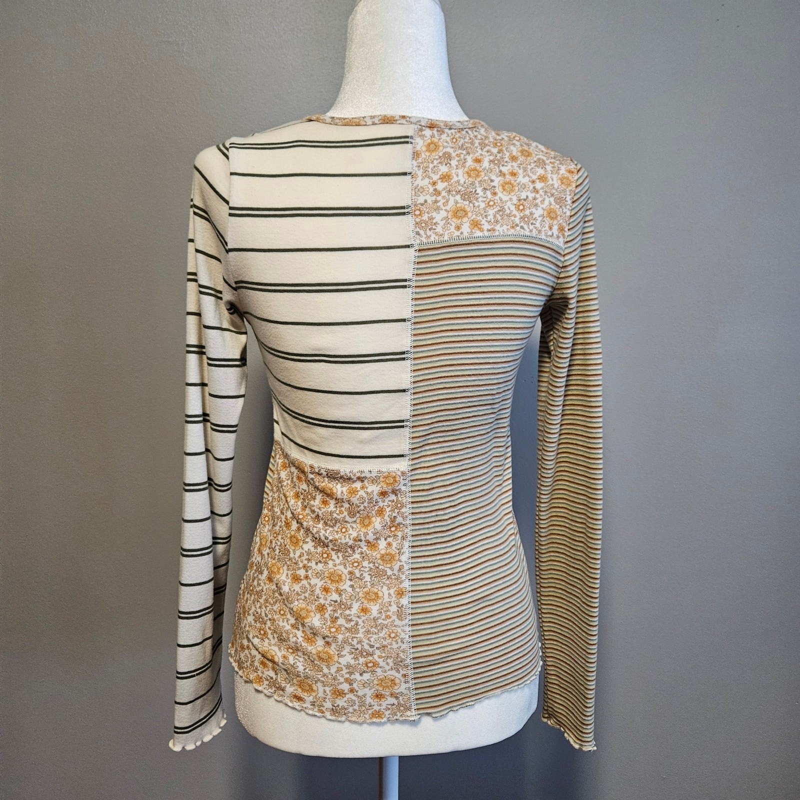 American Eagle Patchwork Long Sleeve Top Women Sm… - image 2