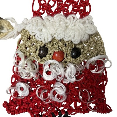 Vintage Macrame 70's Santa Claus Wall Hanging 22  Christmas Decor Handmade
