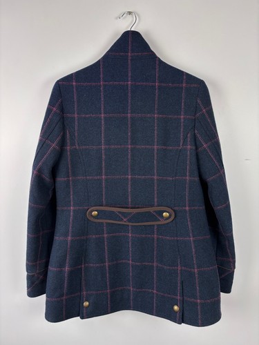 Womens Joules Tweed Field Coat Check Wool Jacket Blue Size US 8 / UK 12 - Picture 4 of 11