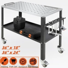 Steel Welding Table Workbench Cart Garage with Locking Casters Heavy Duty