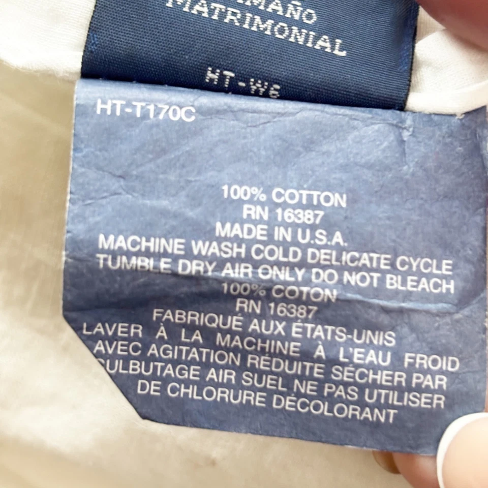 Ralph Lauren Full Size Bed Skirt Cotton Herringbone Pattern Soft White Ruffle - Image 4 of 4