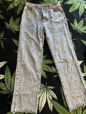 Women's Light Blue High Waist Straight Leg Denim Jeans 4-Pocket Button Zip