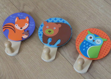 3 Garderobenhaken Eule Fuchs Bär *neu*