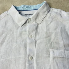 Tommy Bahama Paradiso Plaid 100% Linen Shirt Men's XXL White Relaxed