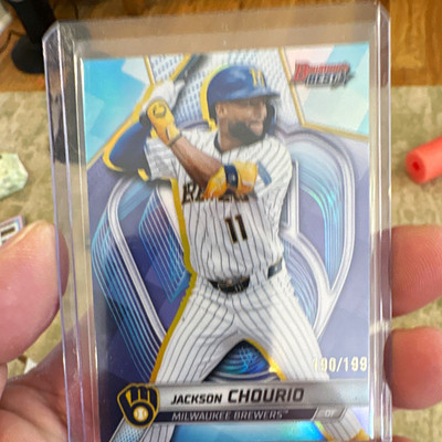 Topps Bowman's Best 2025 Jackson Chourio Milwaukee Brewers sky blue refrac #/199