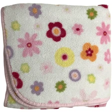 Circo Baby Girl White Floral Fleece Blanket Lovey htf Target Flowers 30x40