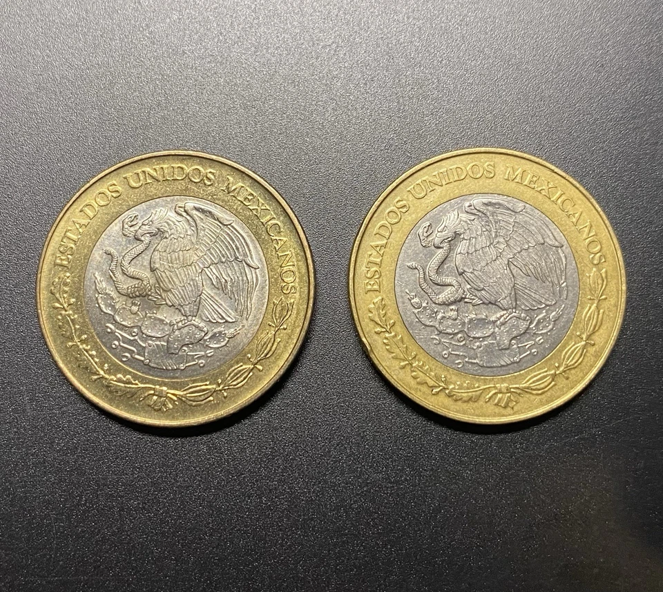 Set de 2 Monedas de 20 Pesos Mexico  - Xiuhtecuhtli  + Octavio Paz - Año 2000  - Image 2 of 4