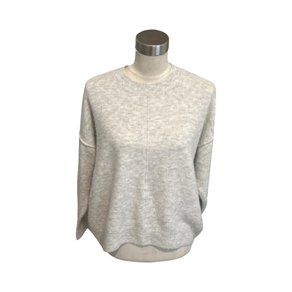 Suéter Pullover Vince Camuto Para Mujer Talla M Gris Tejido Mármol Hombro Caído Años 90 Foto 4 de 4