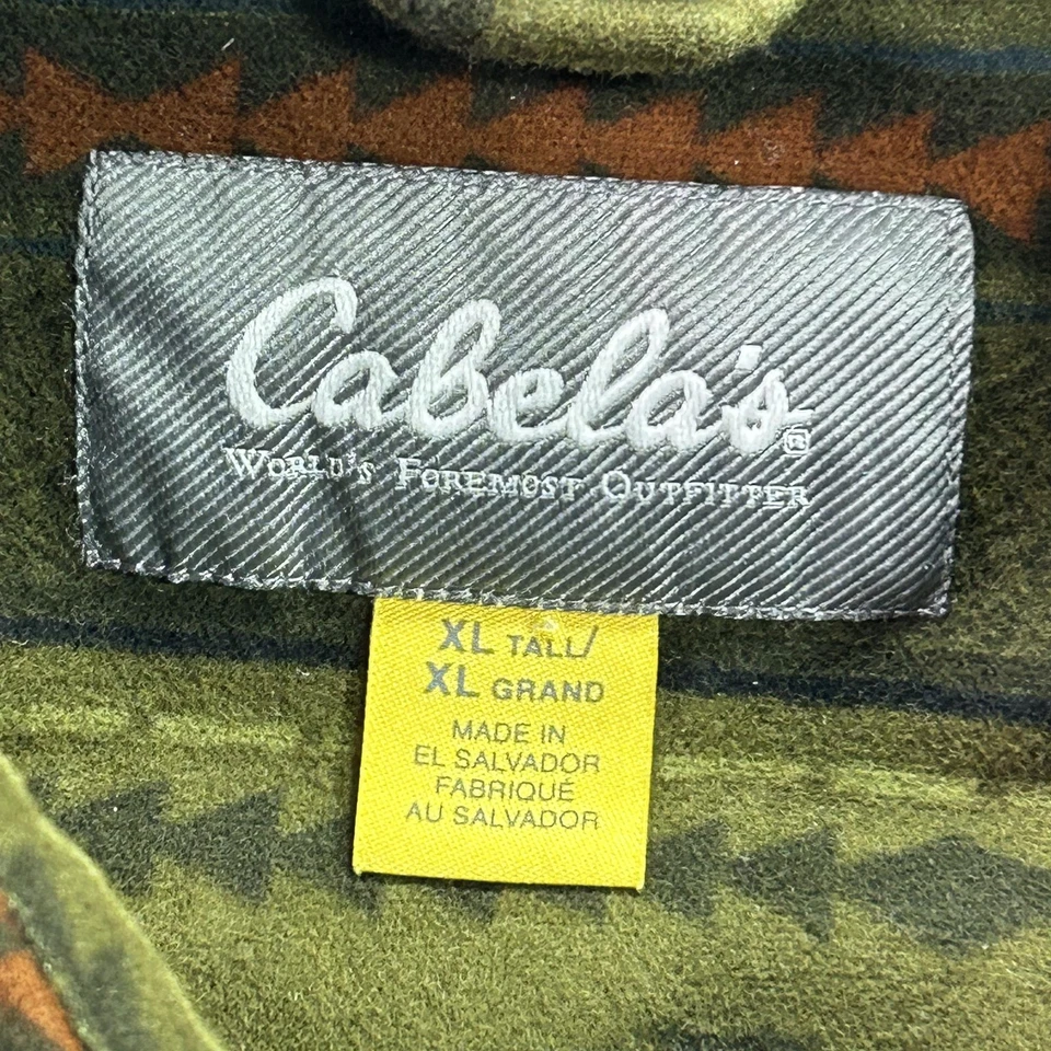 Cabela's Shirt Mens XL Tall Green Flannel Southwestern Aztec Button Down Pocket - Image 4 of 4