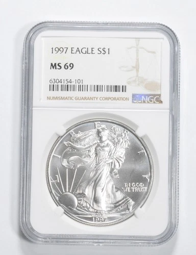 1997 American Silver Eagle MS69 NGC Brown Label *8909