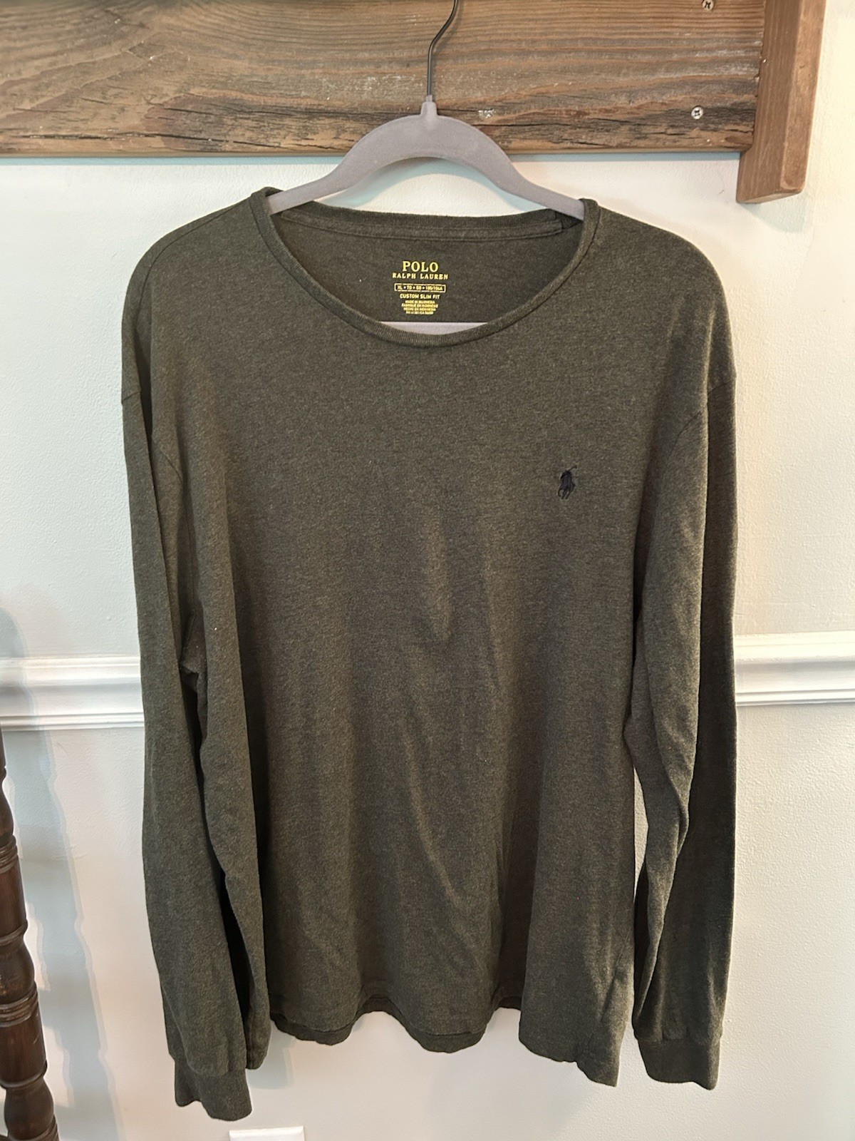 Camicia Ralph Lauren adulto grande verde nero pony anni 90 uomo casual slim fit taglia XL