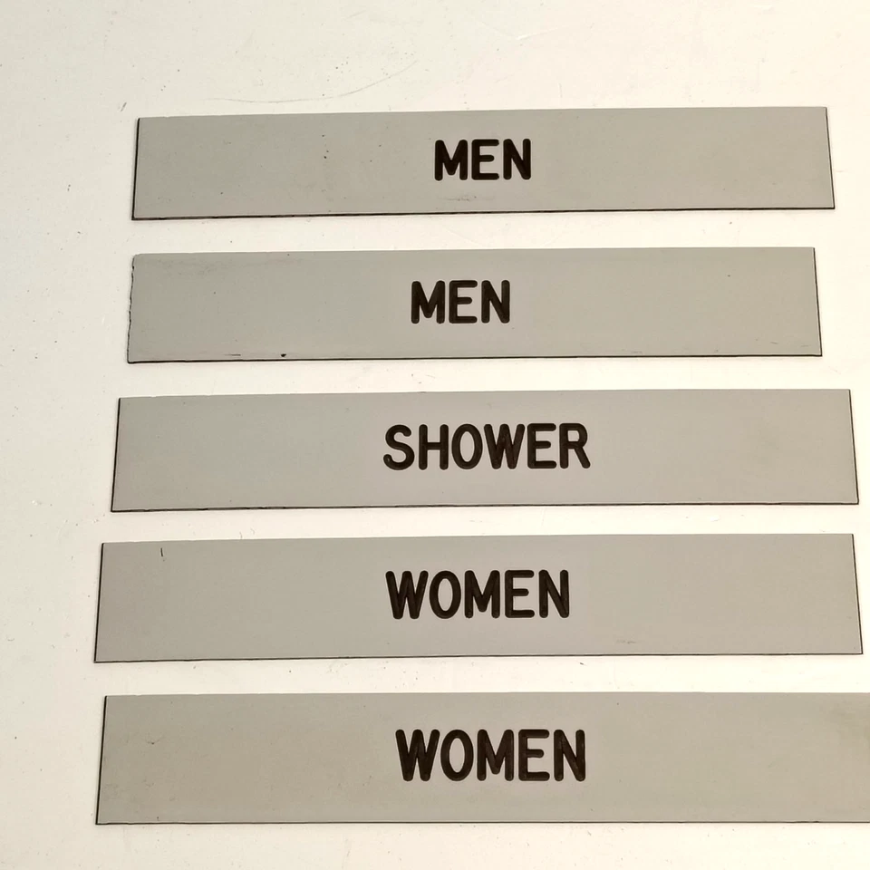 Letrero de puerta de baño 5 piezas hombres mujeres baño 9 x 1-1/2 oficina negocios gris Foto 2 de 4