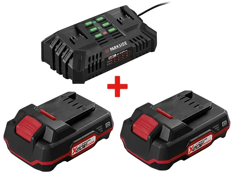Batterie Parkside 20V 2Ah double pack pour l'entretien extérieur et la menuiserie