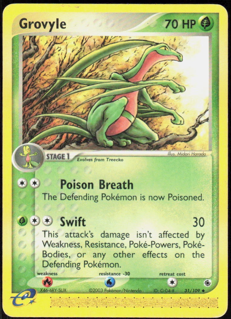 Grovyle 31/109 Uncommon EX Ruby and Sapphire MP Pokemon