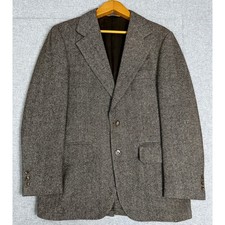 VTG Sheldon Towne Unstructure Blazer 40 Brown Herringbone Hand Detailed USA Wool