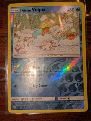 Alolan Vulpix Reverse Holo Pokemon Card 2018 Ultra Prism Snow MP-LP Condition