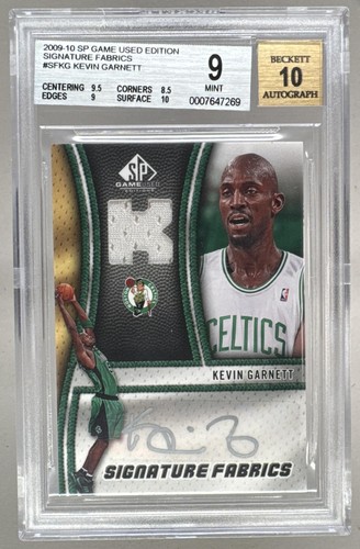 Kevin Garnett 2009 SP Game Used #SF-KG Signature Fabrics Patch Auto BGS 9/10