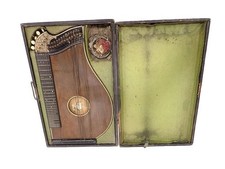 Antique Wooden Zither Lap Harp With Wooden Case For Restoration