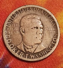 🇺🇸 1946-S Booker T. Washington Lucky Commem. 90% Silver 50c Pocket Worn 🇺🇸 