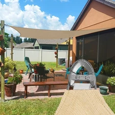 20-29ft Outdoor Shade Sail Rectangle Sun Canopy Cover With Steel Wire Cable Sand