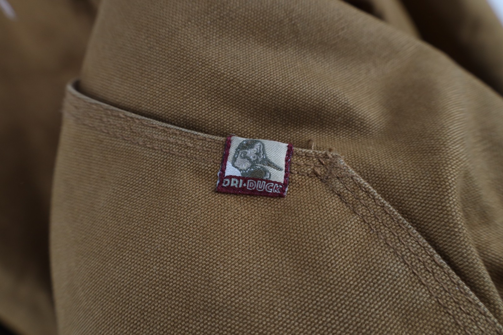 Vintage Mens XL Distressed Owens Corning Quilted Canvas Hooded Work Jacket Brown