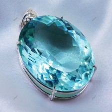 Natural 165 Ct Certified Blue Aquamarine Pendant Oval Cut Gemstone