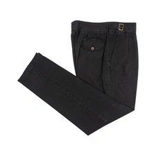 650$ RUBINACCI NAPOLI "Manny" Black Cotton High Rise Pant Gurkha 36 US / 52 EU