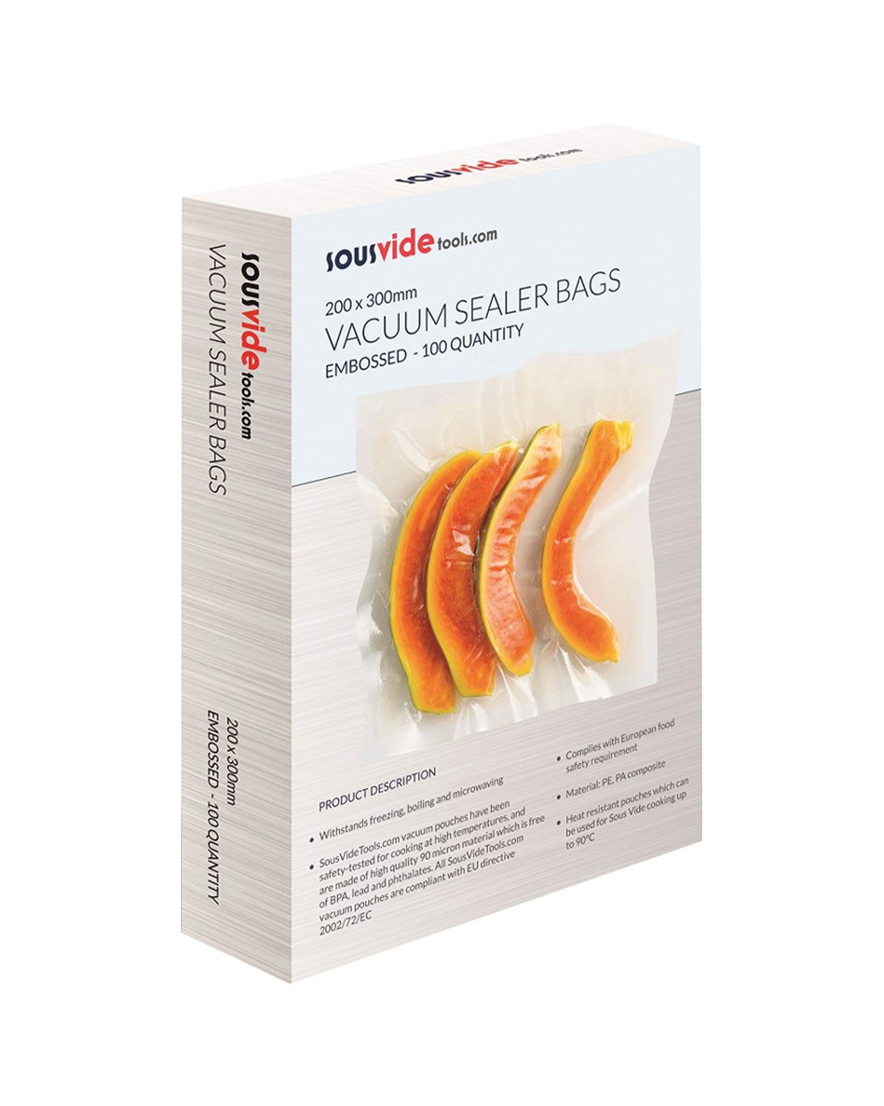 100 Buste Sottovuoto Goffrate SousVideTools SVT-06003 Cottura 20x30