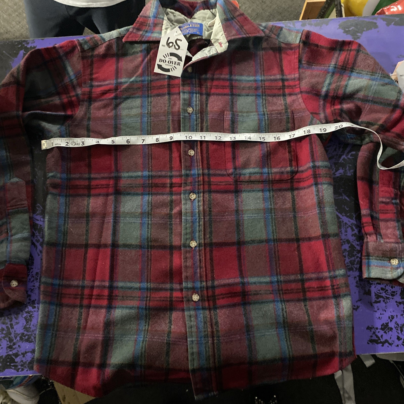 Pendleton Wool Button Down Pants Laid Long Sleev … - image 1