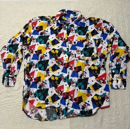 Vintage Mickey & Co Disney All Over Print Button Up Shirt Size L