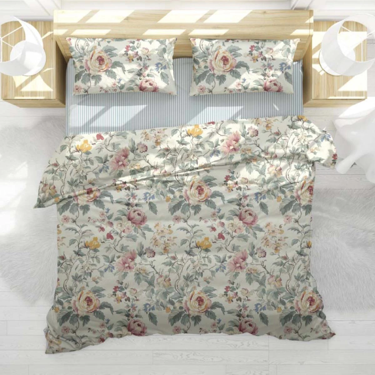 Lenzuola Queen Size 100% Cotone Con Motivo Giungla Tropicale Uccelli E Fiori - Set Letto Morbido E Traspirante Con Federe