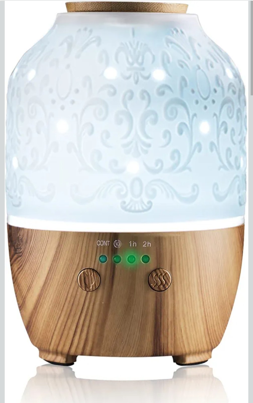 Ceramic White Wood Grain 7 LED Light Diffuser Essential Oil Mist Humidifier New thumbnail 2