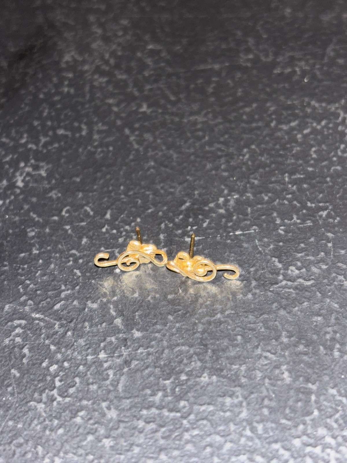 14k Solid Yellow Gold Treble Clef Stud Earrings,M… - image 3